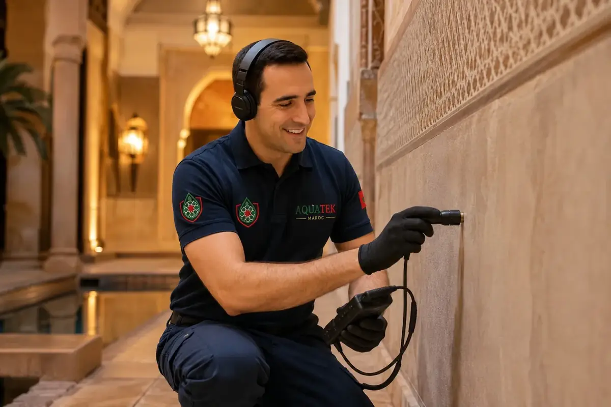 Technicien AQUATEK en recherche de fuite à Tanger